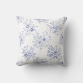 クラシック ブルー フラワーパターン フレンチブルー トワール クッション (正面)