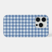 クラシック ブルー&ホワイト ギンガム チェック iPhoneケース (裏面横)