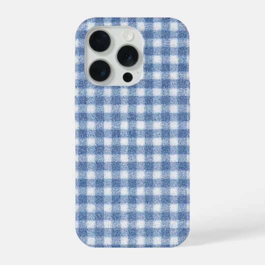 クラシック ブルー&ホワイト ギンガム チェック iPhoneケース (裏面)