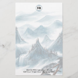 クラシック ブルー ホワイト マウンテン ビュー レターヘッド