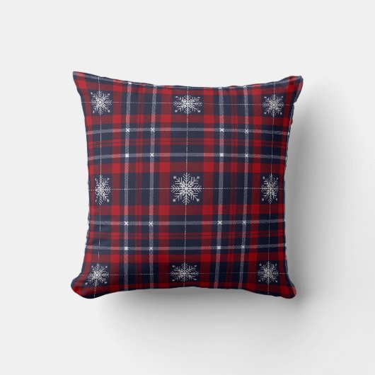 クラシック ブルー レッド クリスマス クッション (正面)