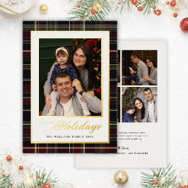 クラシック プリント Happy Holidays 5 写真 ターターンチェック 箔シーズンカード