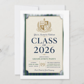 クラシック・プレッピー 2026年卒業式 招待状