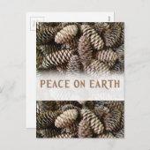 クラシック ホリデー 松ぼっくり ピース オン アース シーズンポストカード (正面/裏面)