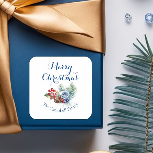 クラシック ホワイト クリスマス デコレーション スクエアシール