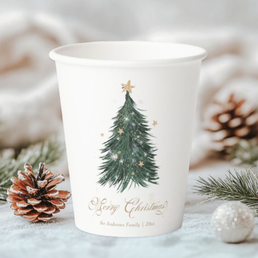 クラシック ホワイト ゴールド クリスマス 紙コップ