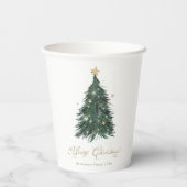 クラシック ホワイト ゴールド クリスマス 紙コップ (裏面)
