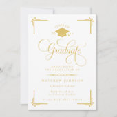クラシック ホワイト ゴールド 卒業式 招待状 (正面)