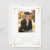 クラシック ホワイト ゴールド 卒業式 招待状 (裏面)