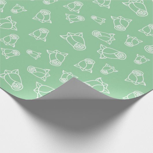 クラシック ホワイト ローズ ウェディング セレモニー グリーン シームレス ラッピングペーパー (角)