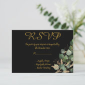クラシック ボタニカル ブラック どんなシーンにも使える 返信カード 招待状 (スタンド正面)