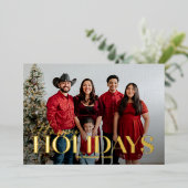 クラシック ボールド フォイル ハッピー ホリデー カード (立ち正面)