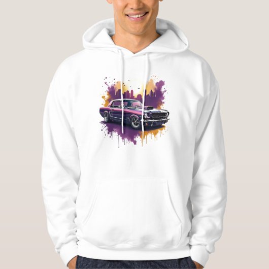 クラシック・マスタング・マッスルカーTシャツ パーカ (正面)