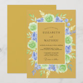 クラシック マスタード色の芍薬の結婚式 招待状 (正面/裏面)