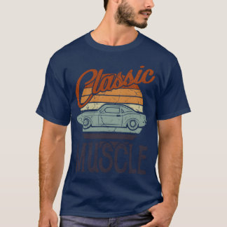 クラシック マッスルカー デザイン メンズ ビンテージカー 少年 Tシャツ