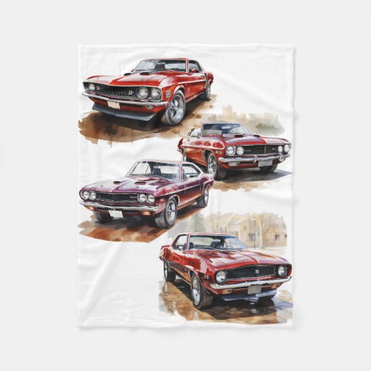 クラシック マッスルカー フリースブランケット (正面)