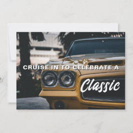 クラシック マッスル カー 誕生日 ご招待 招待状