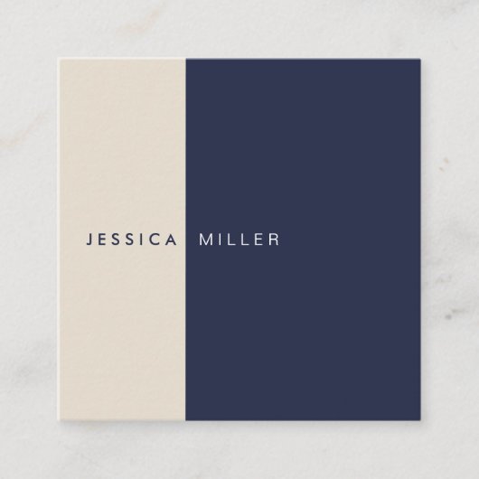 クラシック·ミッドナイト·ブルー&ベージュ·ソーシャル·メディア スクエア名刺 (正面)