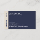 クラシック·ミッドナイト·ブルー&ベージュ·ソーシャル·メディア 名刺 (裏面)