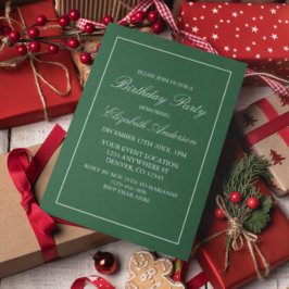 クラシック ミニマリスト グリーン バースデー インビテーション