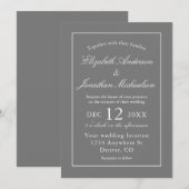 クラシック ミニマリスト グレー ウェディング 招待状 (正面/裏面)