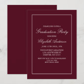 クラシック ミニマリスト ワインレッド 卒業式招待状 招待状 (正面/裏面)