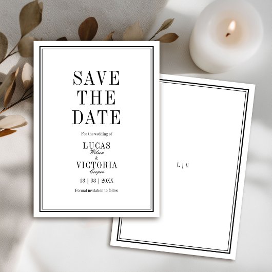 クラシック ミニマリスト 結婚式 Save the Date 招待状