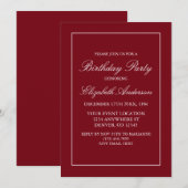 クラシック ミニマリスト 赤 誕生日 招待状 (正面/裏面)