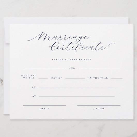 クラシック ミニマル筆記体 結婚証明書 (正面)