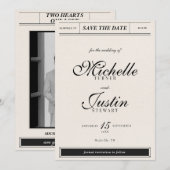 クラシック ミニマル エレガント フォト ウェディング セーブ ザ セーブザデート (正面/裏面)