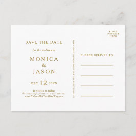クラシック ミニマル ゴールド Save The Date ポストカード