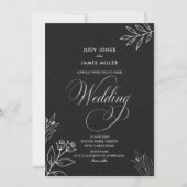 クラシック ミニマル シンプル 黒と白の結婚式 招待状 (正面)