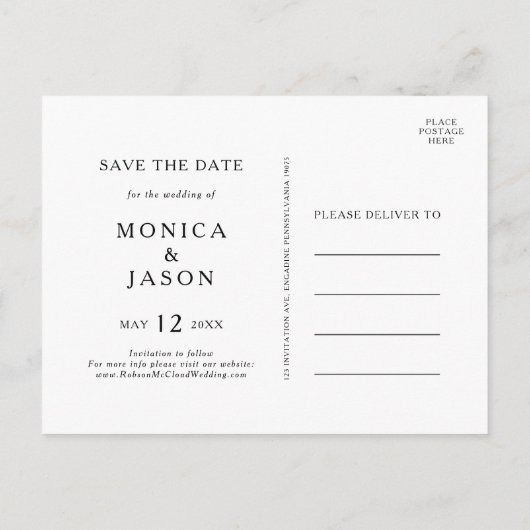 クラシック ミニマル 保存 日付 ポストカード (裏面)