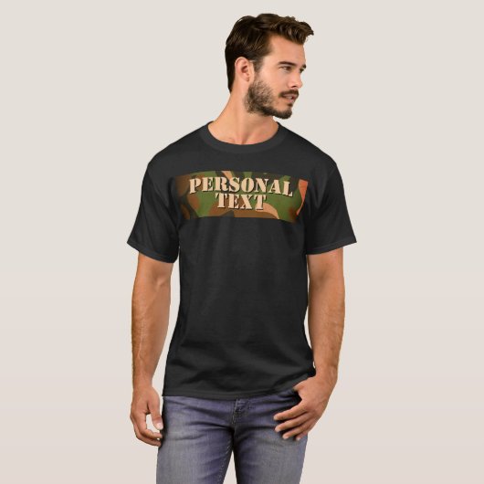 クラシック ミリタリー カモフラージュ パーソナル テキスト Tシャツ (正面フル)