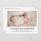 クラシック&モダンベビー誕生発表はがき 案内ポストカード (正面/裏面)