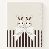 クラシック モダン ストライプ キュート カートゥーン ツイン バニー キッズ ノートブック (裏面)