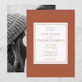 クラシック モダン テラコッタ フォト ウェディング 招待状 (正面/裏面)