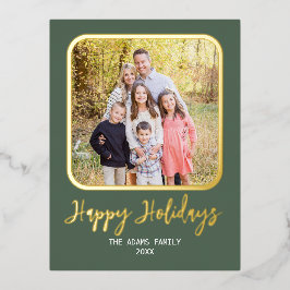 クラシック モダン ファミリー フォト ホイル ホリデー カード