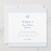 クラシック モダン ホワイト ブルー 洗礼 招待状 (正面)