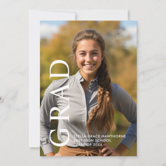 クラシック モダン ミニマル 卒業 案内状 (正面)