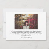 クラシック モダン 卒業写真 発表 カード (裏面)