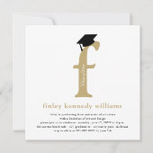 クラシック モノグラム アルファベット F フォト 卒業パーティ 招待状 (正面)