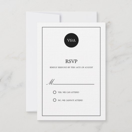 クラシック モノグラム ウェディング RSVP (正面)