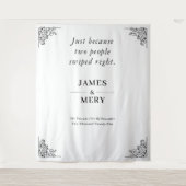 クラシック モノグラム エレガント ボーダー ウェディング タペストリー (正面)