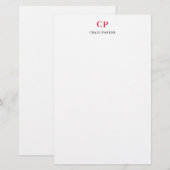 クラシック モノグラム プロフェッショナル プレーン レッド ホワイト 便箋 (正面/裏面)