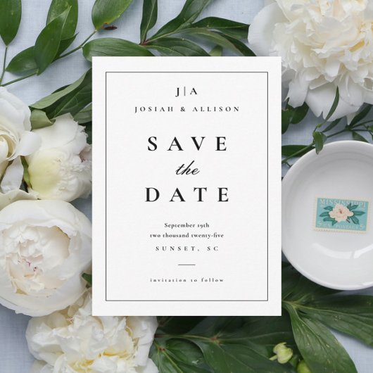 クラシック モノグラム Save the Date 招待状