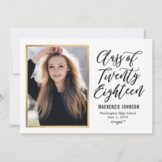 クラシック ライティング 編集可能 カラー 卒業 カード (正面)