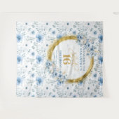 クラシック ライトブルー スイート シックスティーン ゴールド グリッター ウォール タペストリー (正面(横))