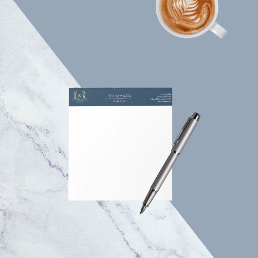 クラシック ラウレル リース ネイビー ブルー ゴールド モノグラム ノートパッド