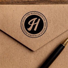 クラシック ラスティック ファミリー ネーム リターン アドレス サーキュラー セルフインキングスタンプ